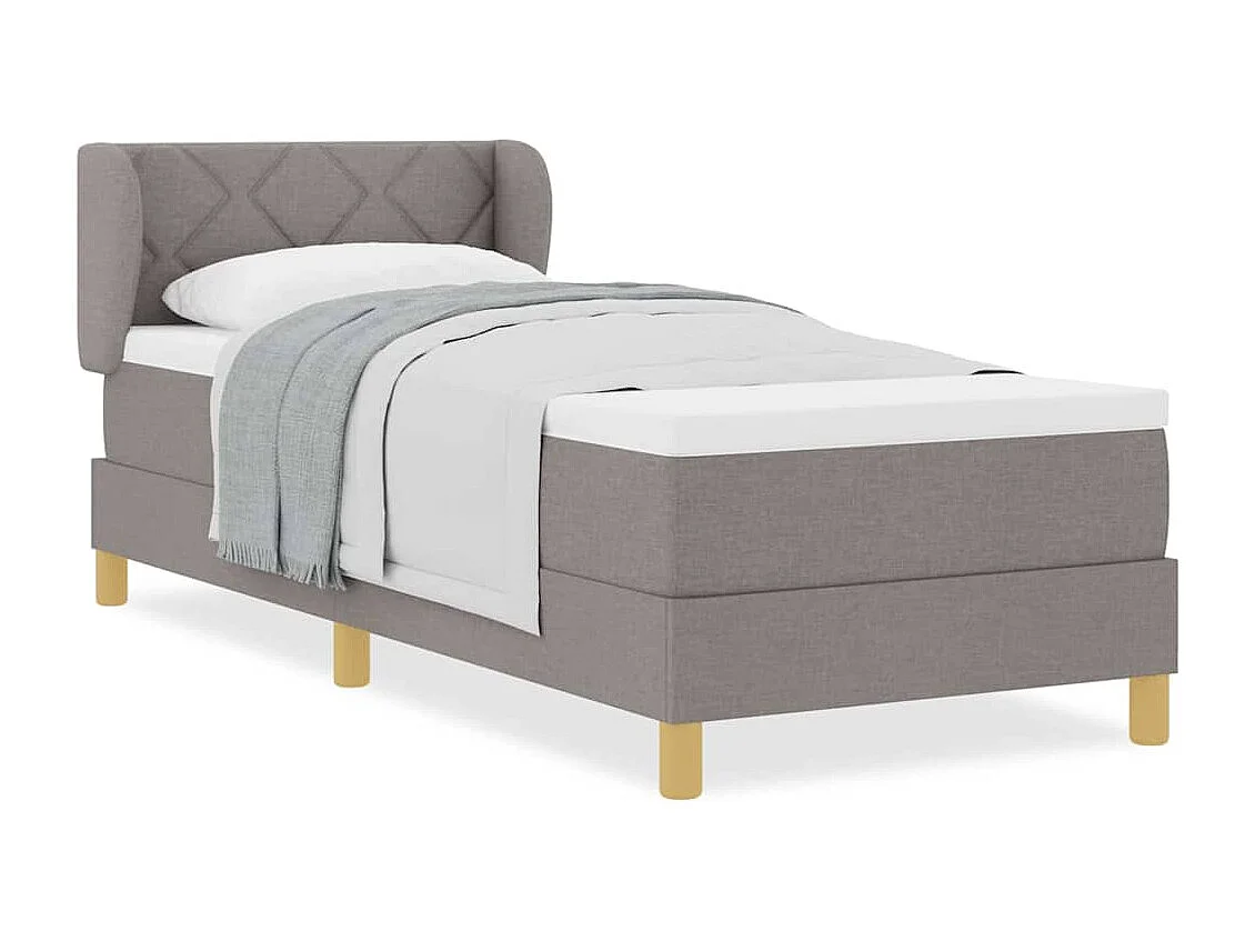 Cama con somier y colchón Crema 90x200 cm Fabric Taupé