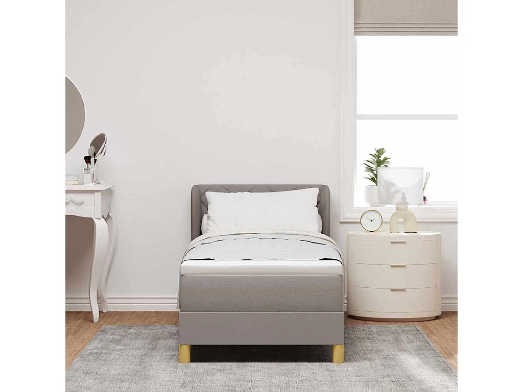 Cama con somier y colchón Crema 90x200 cm Fabric Taupé