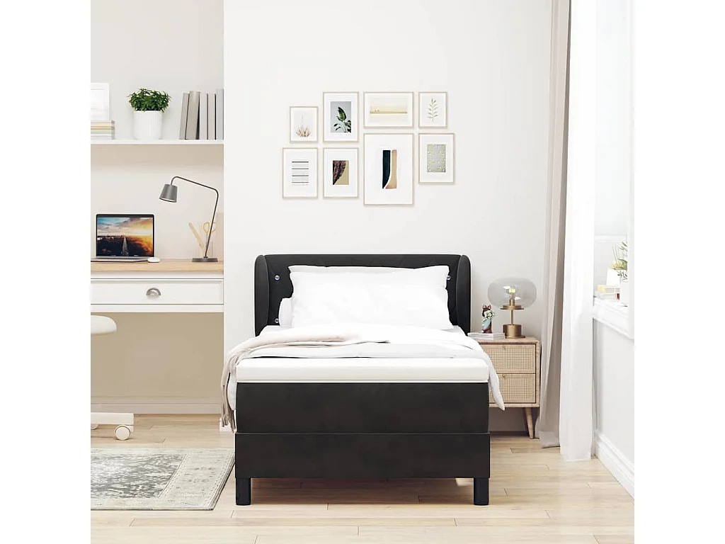 Cama con Somier y Colchón Gris Oscuro 80x200 cm Terciopelo