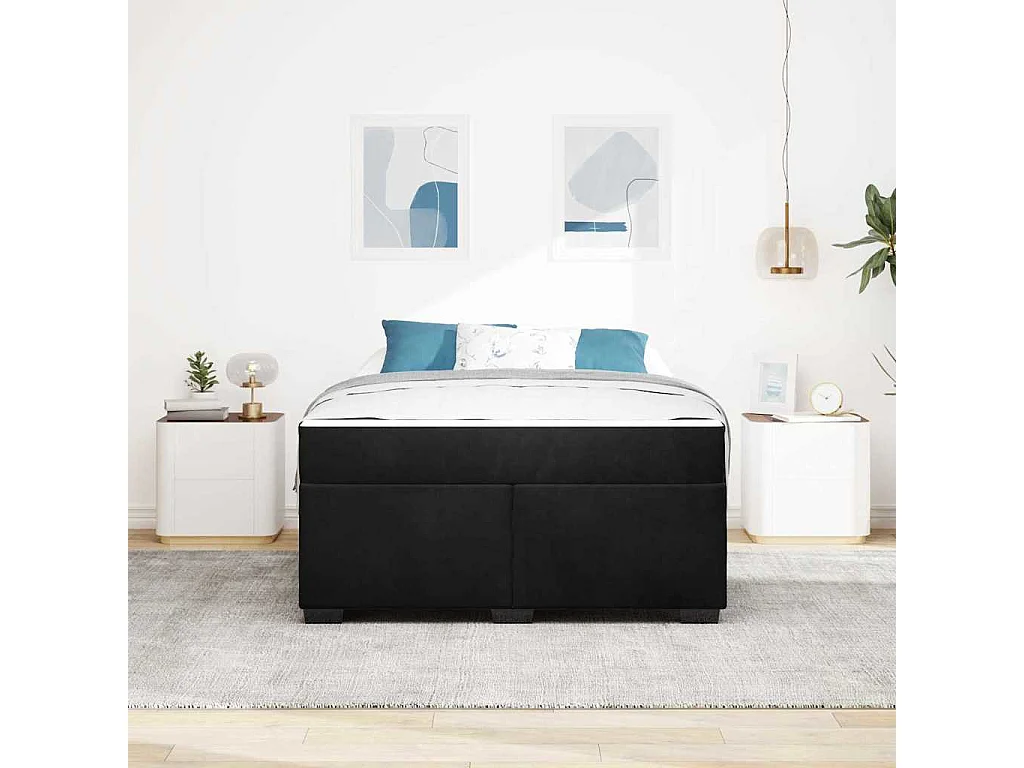 Cadre de lit avec matelas Noir 160 x 200 cm Velours
