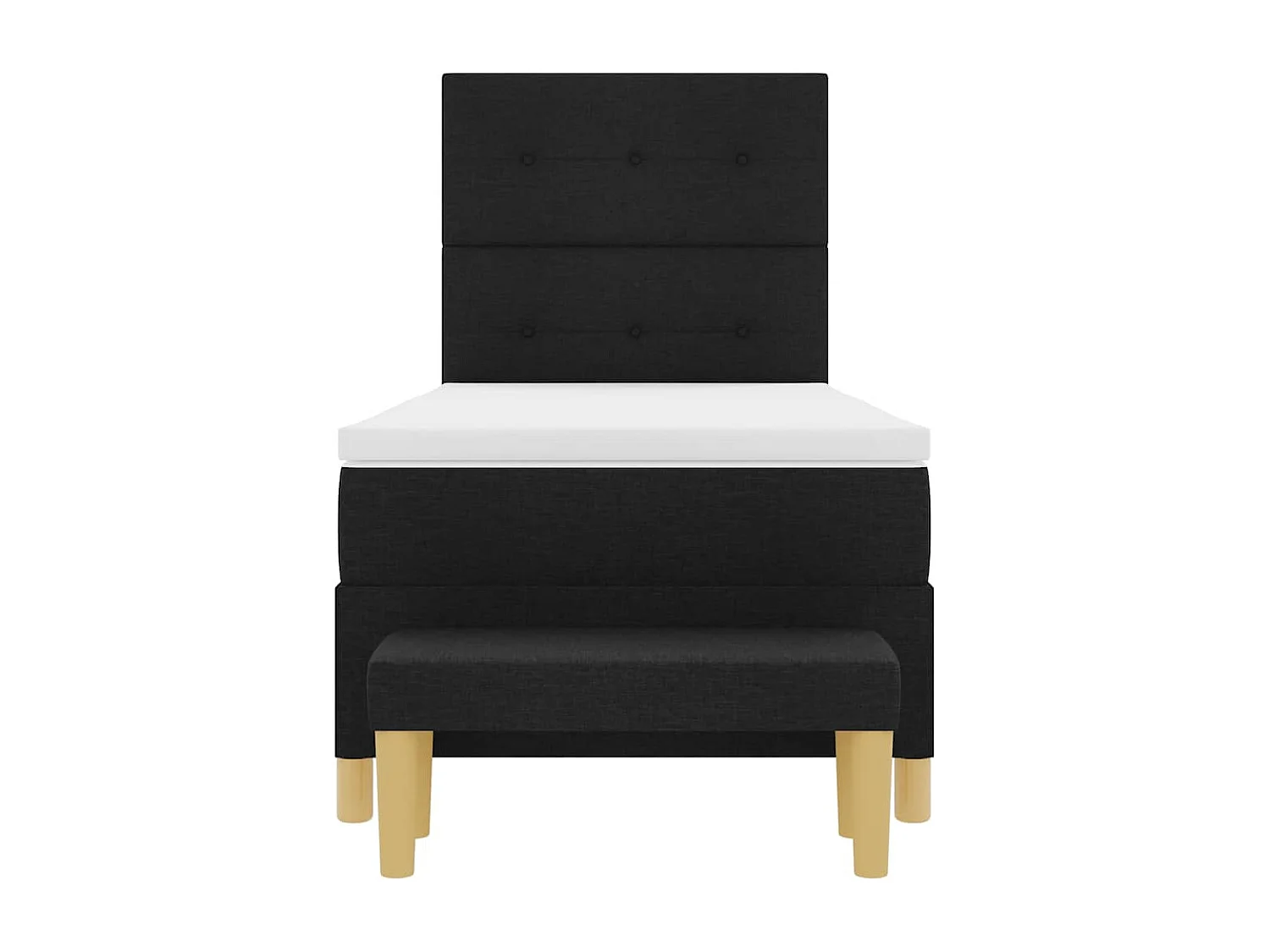 Cadre de lit avec matelas Noir 90 x 190 cm tissu