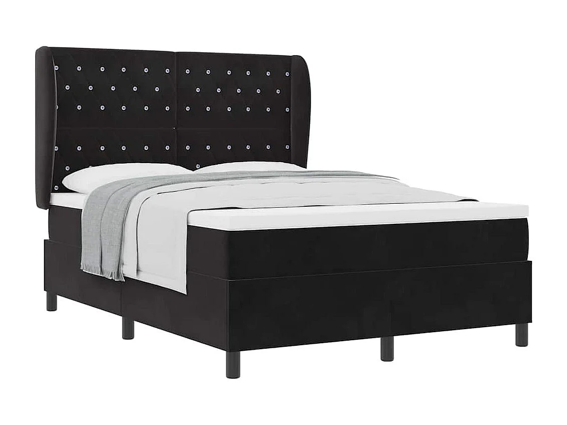 Cadre de lit avec matelas Noir 160 x 200 cm Velours