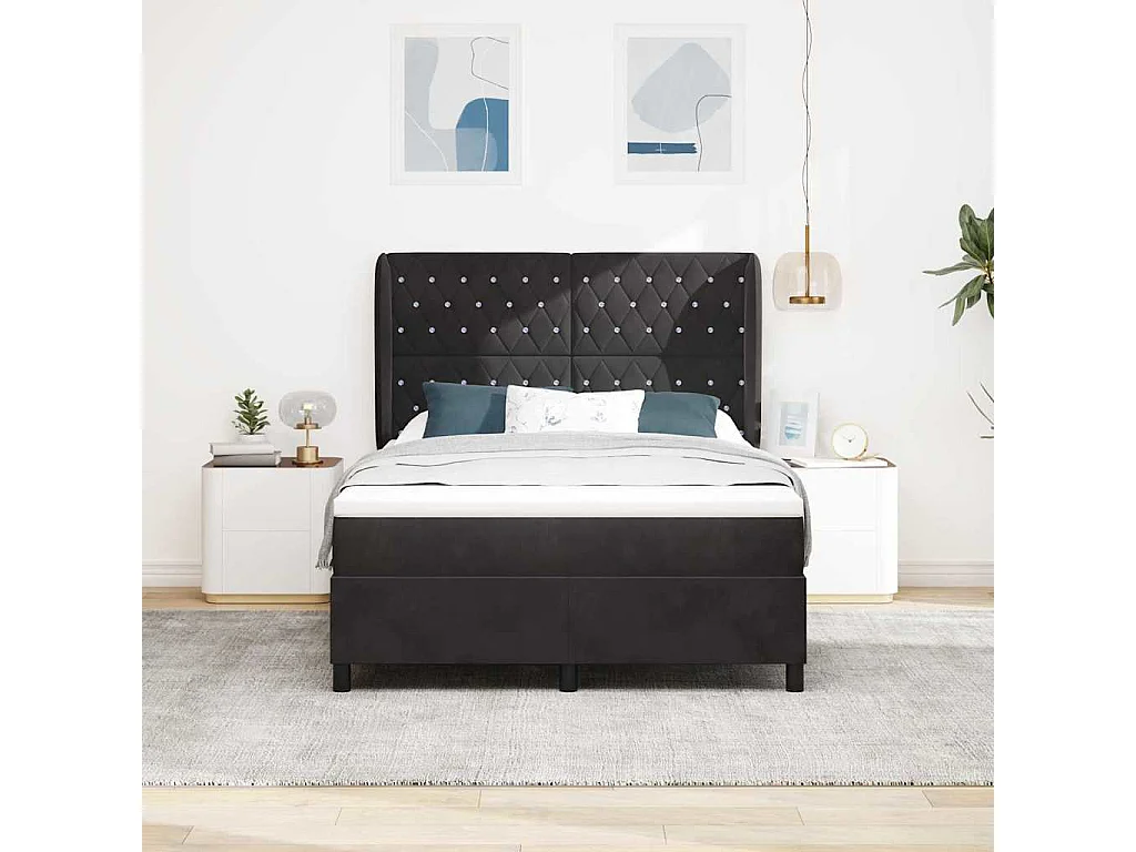 Cadre de lit avec matelas Noir 160 x 200 cm Velours