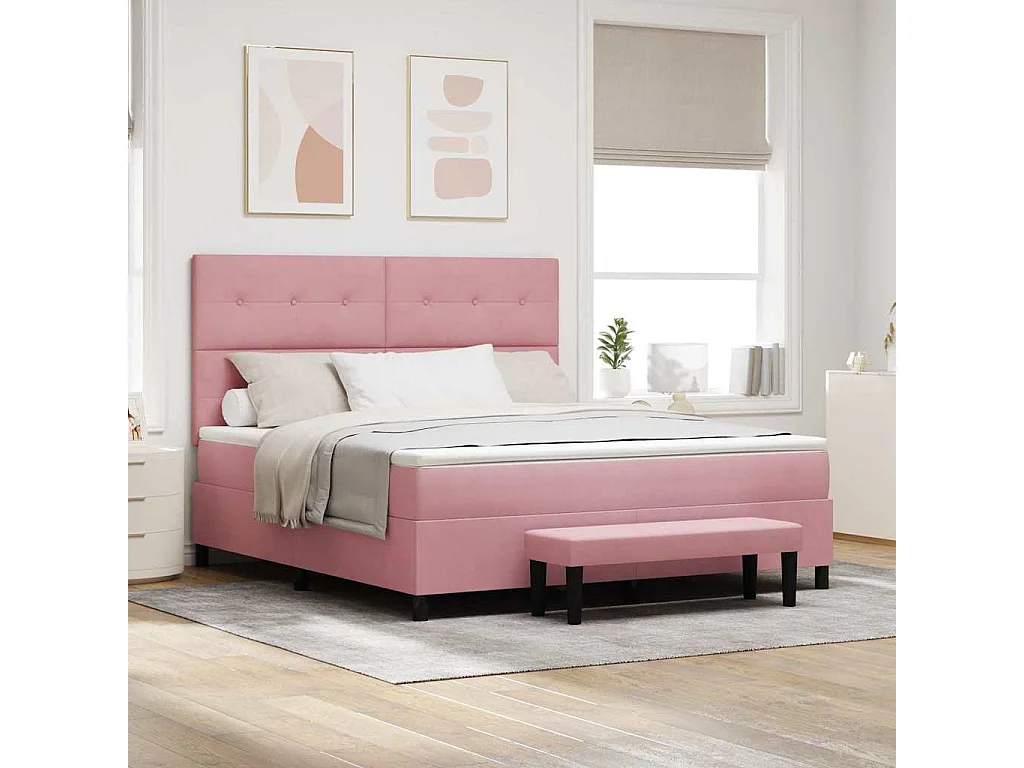 Cadre de lit avec matelas Rose 180 x 200 cm Velours