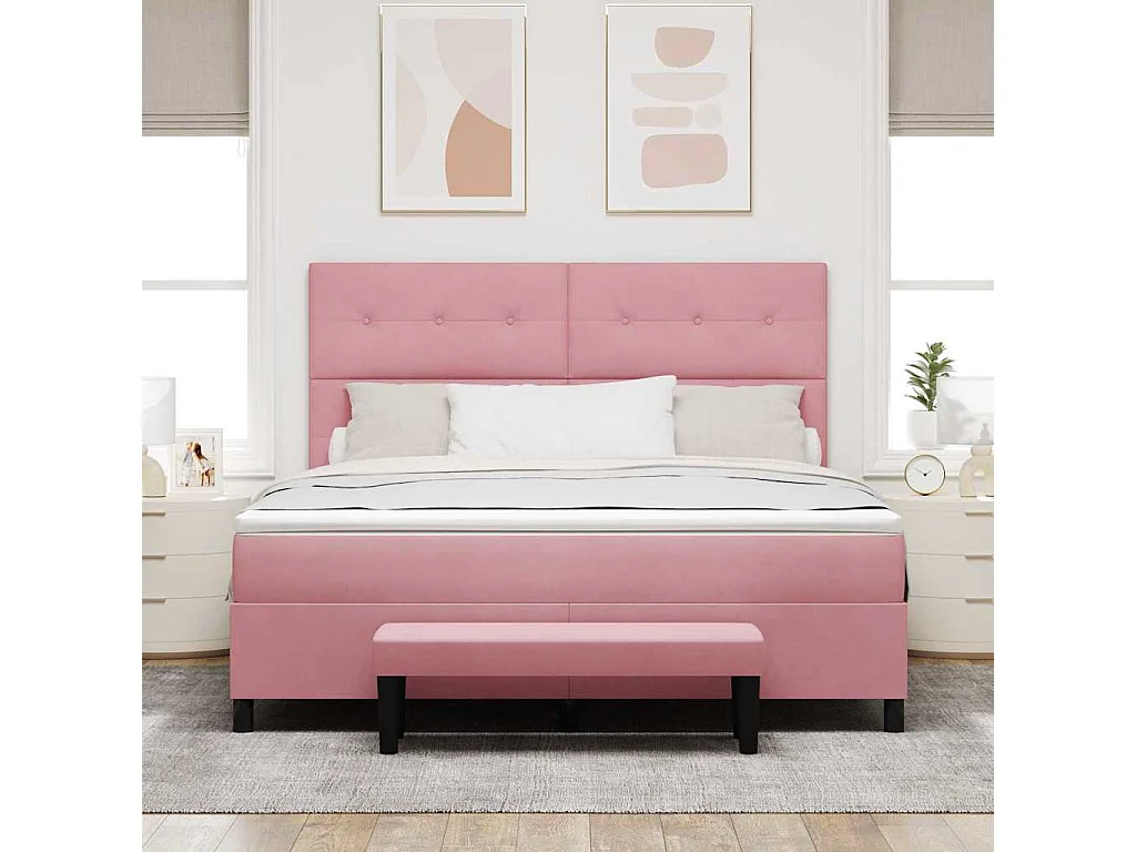 Cadre de lit avec matelas Rose 180 x 200 cm Velours