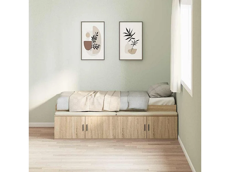 Cama con almacenamiento Roble Sonoma 100 x 200 cm