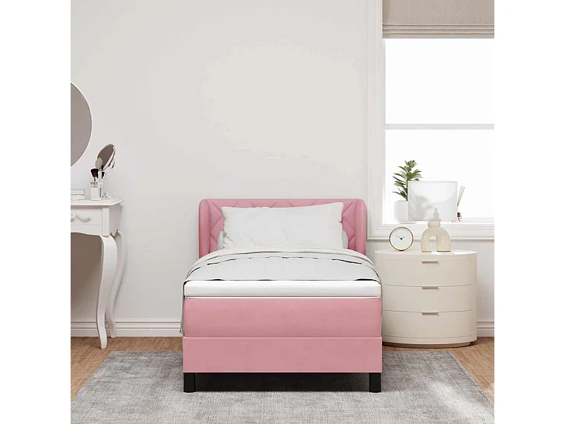 Cama con Somier y Colchón Gris Oscuro 80x200 cm Terciopelo Rosa