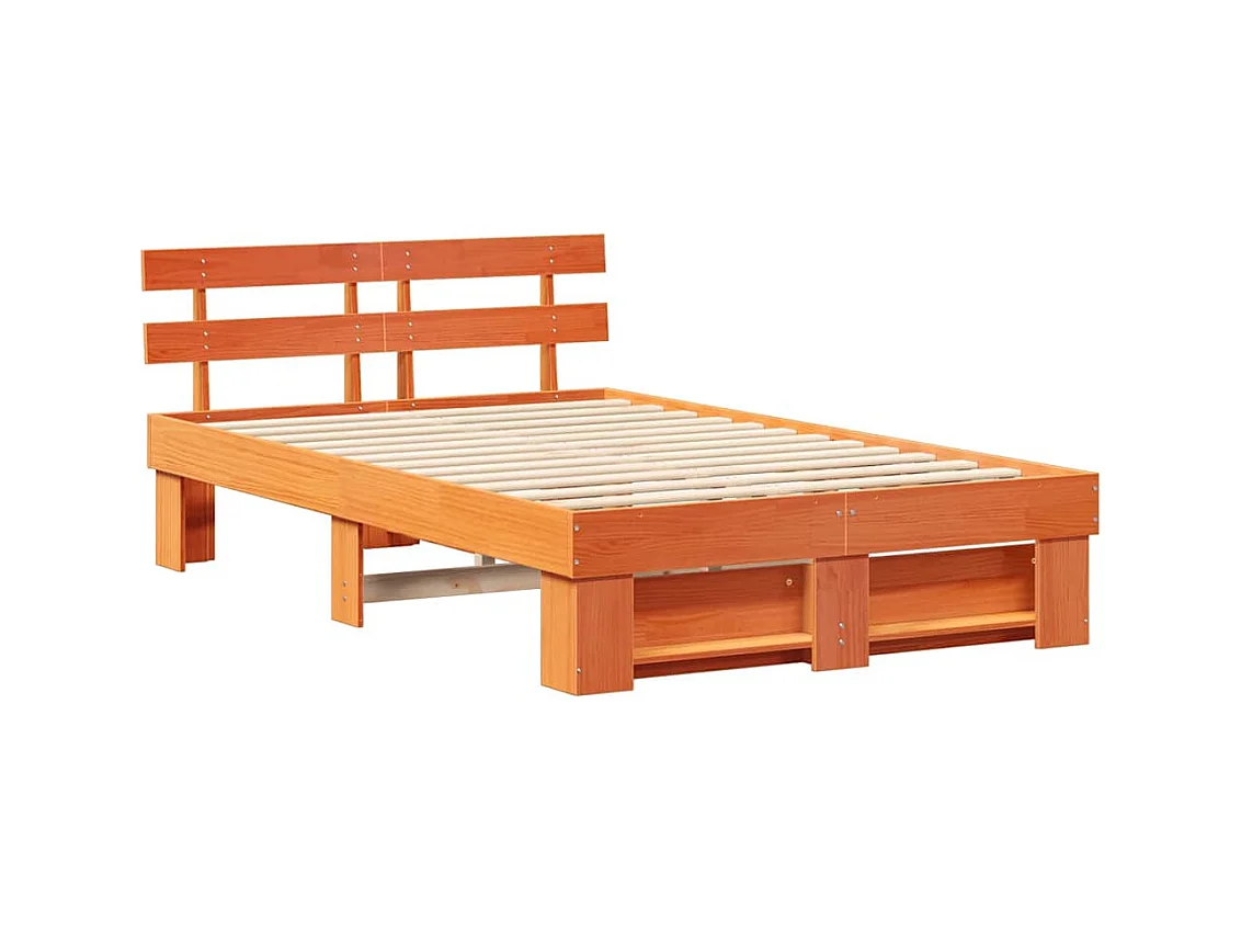 Estrutura da Cama com cabeceira Castanho-mel 120 x 190 cm