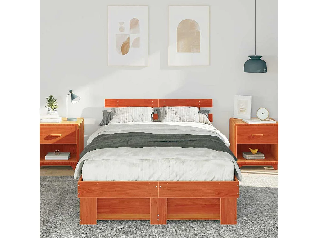 Bedframe Wasbruin 120 x 190 cm Massief grenenhout