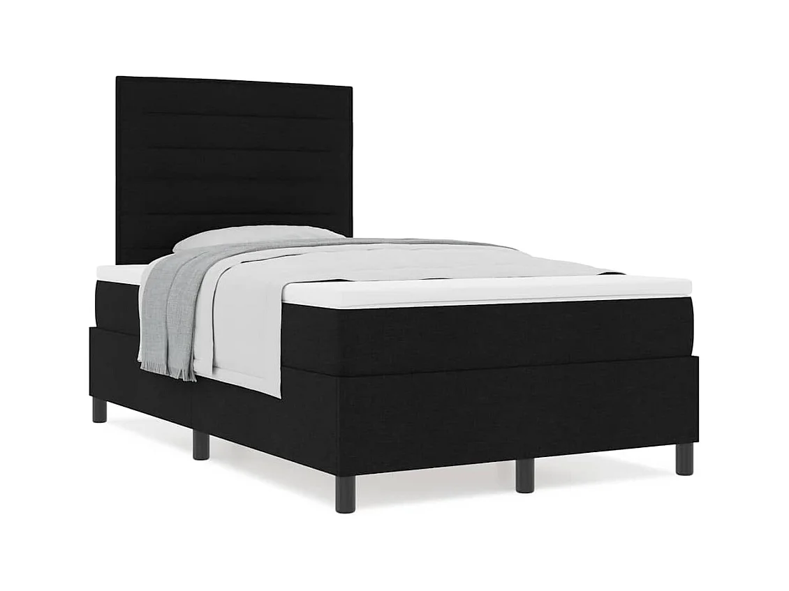 Cadre de lit avec matelas Noir 120 x 190 cm tissu
