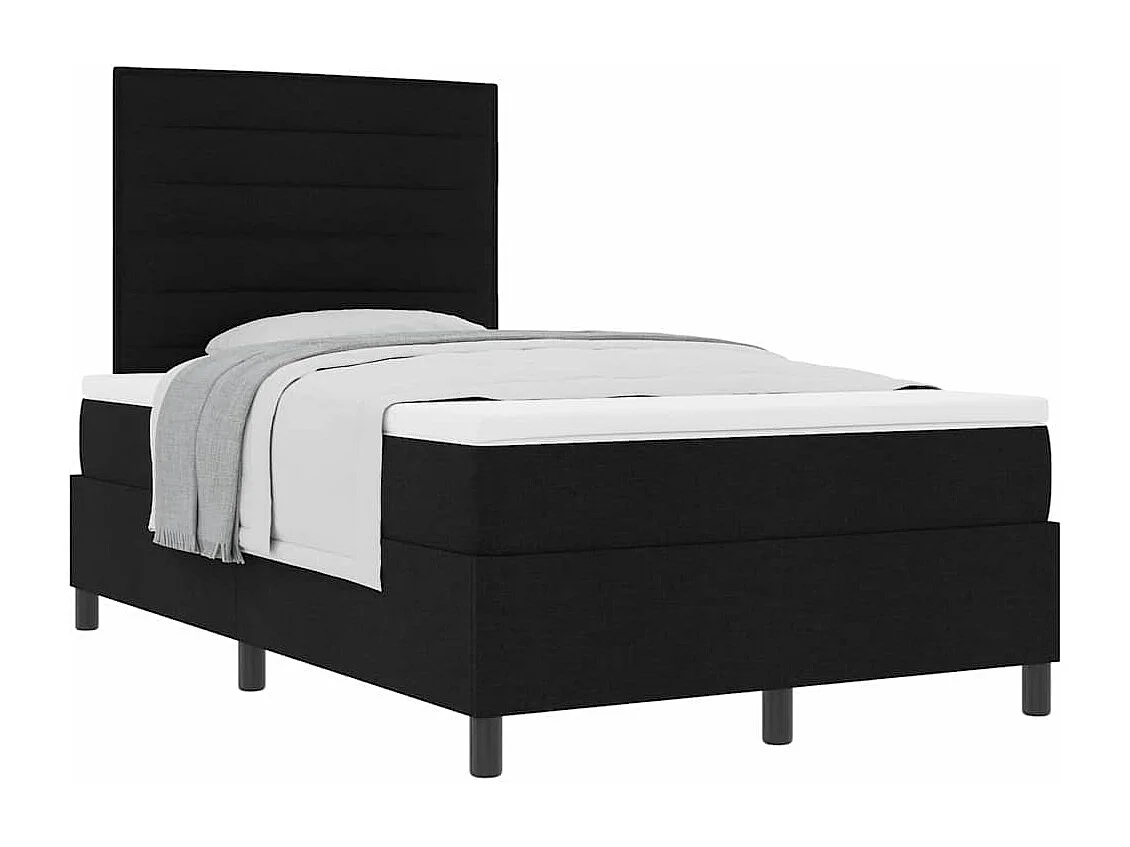 Cama tipo Box Spring con colchón Negro 120 x 190 cm tela