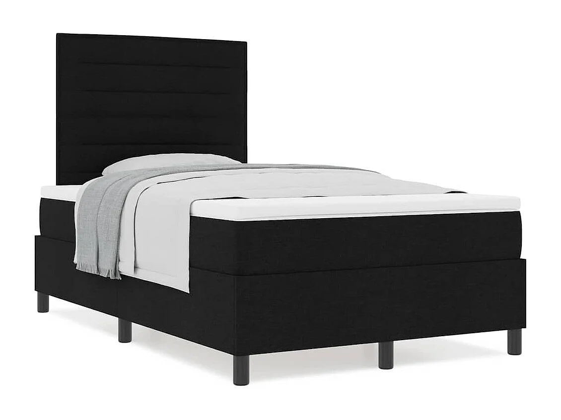 Cama tipo Box Spring con colchón Negro 120 x 190 cm tela