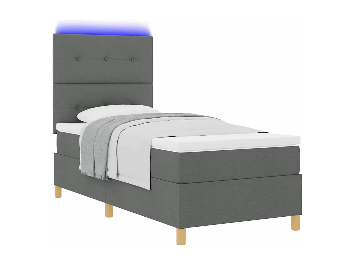 Cama tipo Box Spring con colchón Gris oscuro 90 x 200 cm tela