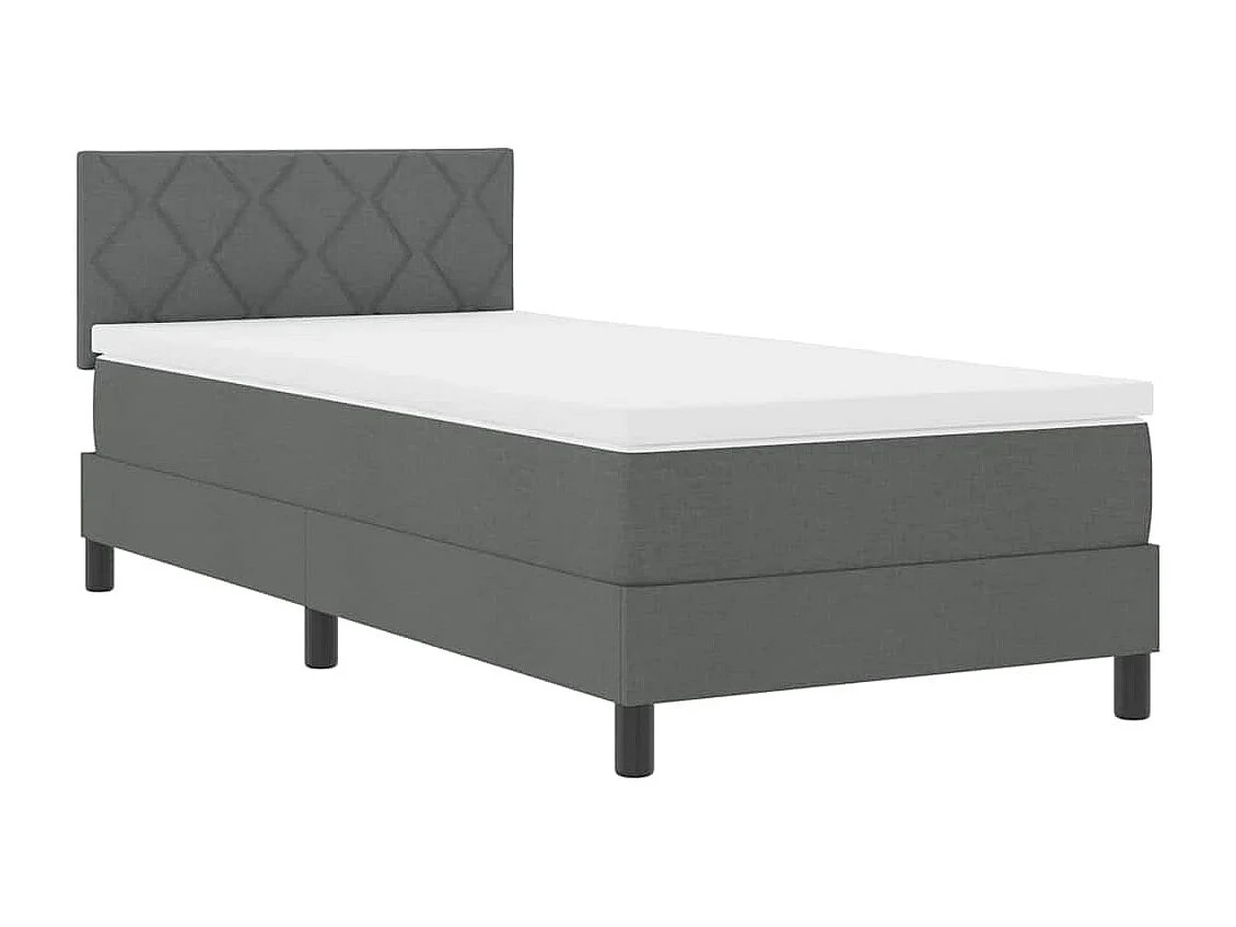 Cama box spring con colchón Gris oscuro 100 x 200 cm tela