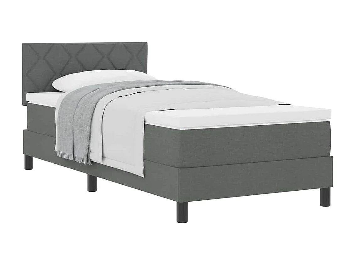 Cama box spring con colchón Gris oscuro 100 x 200 cm tela