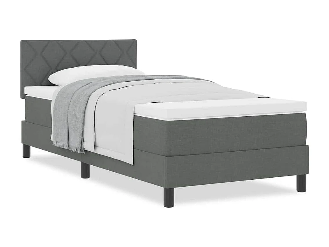 Cama box spring con colchón Gris oscuro 100 x 200 cm tela