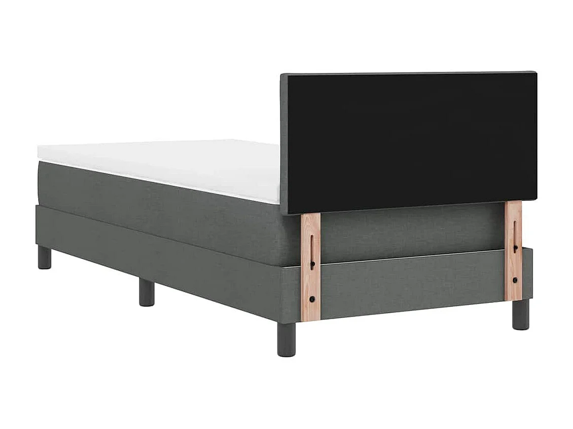 Cama box spring con colchón Gris oscuro 100 x 200 cm tela