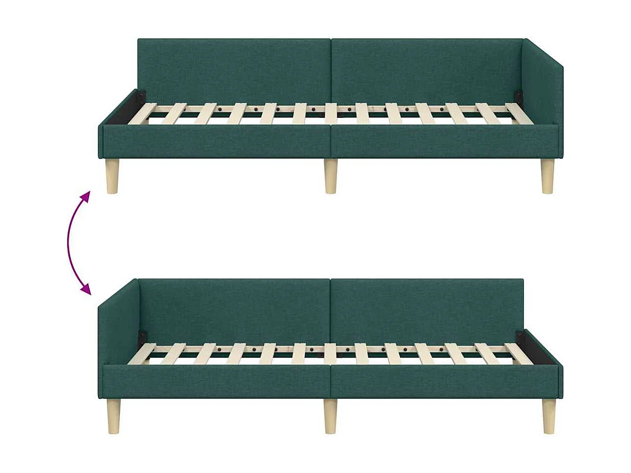 Estructura de cama en esquina Otro Verde oscuro 90 x 200 cm