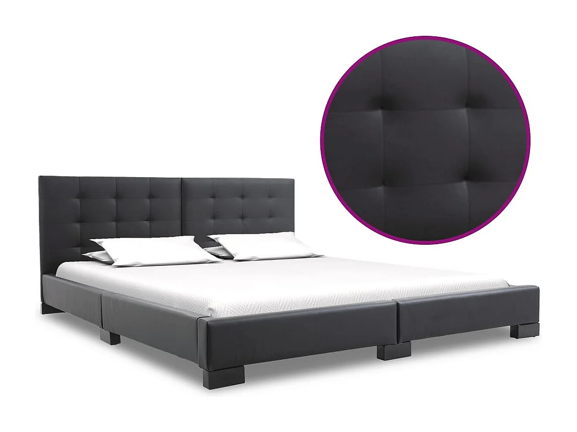 Cadre de lit Noir Similicuir 200 x 160 cm