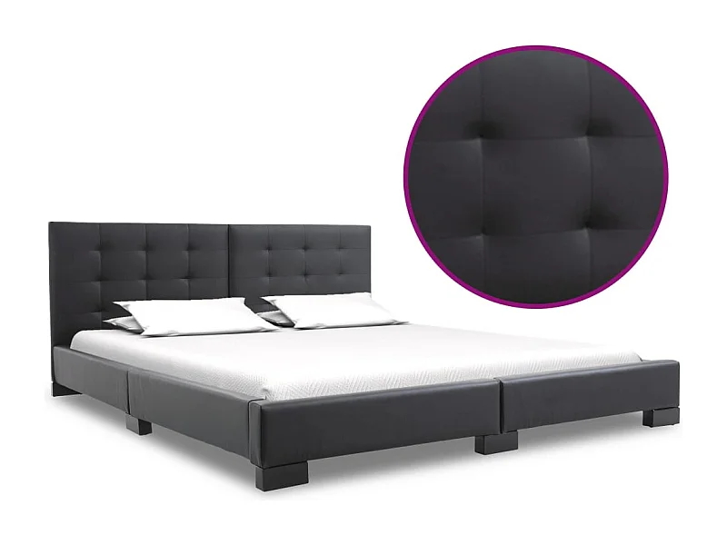 Cadre de lit Noir Similicuir 200 x 160 cm