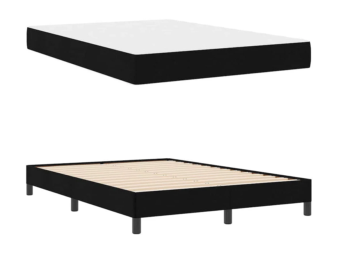 Cama tipo Box Spring con colchón Negro 140 x 190 cm tela