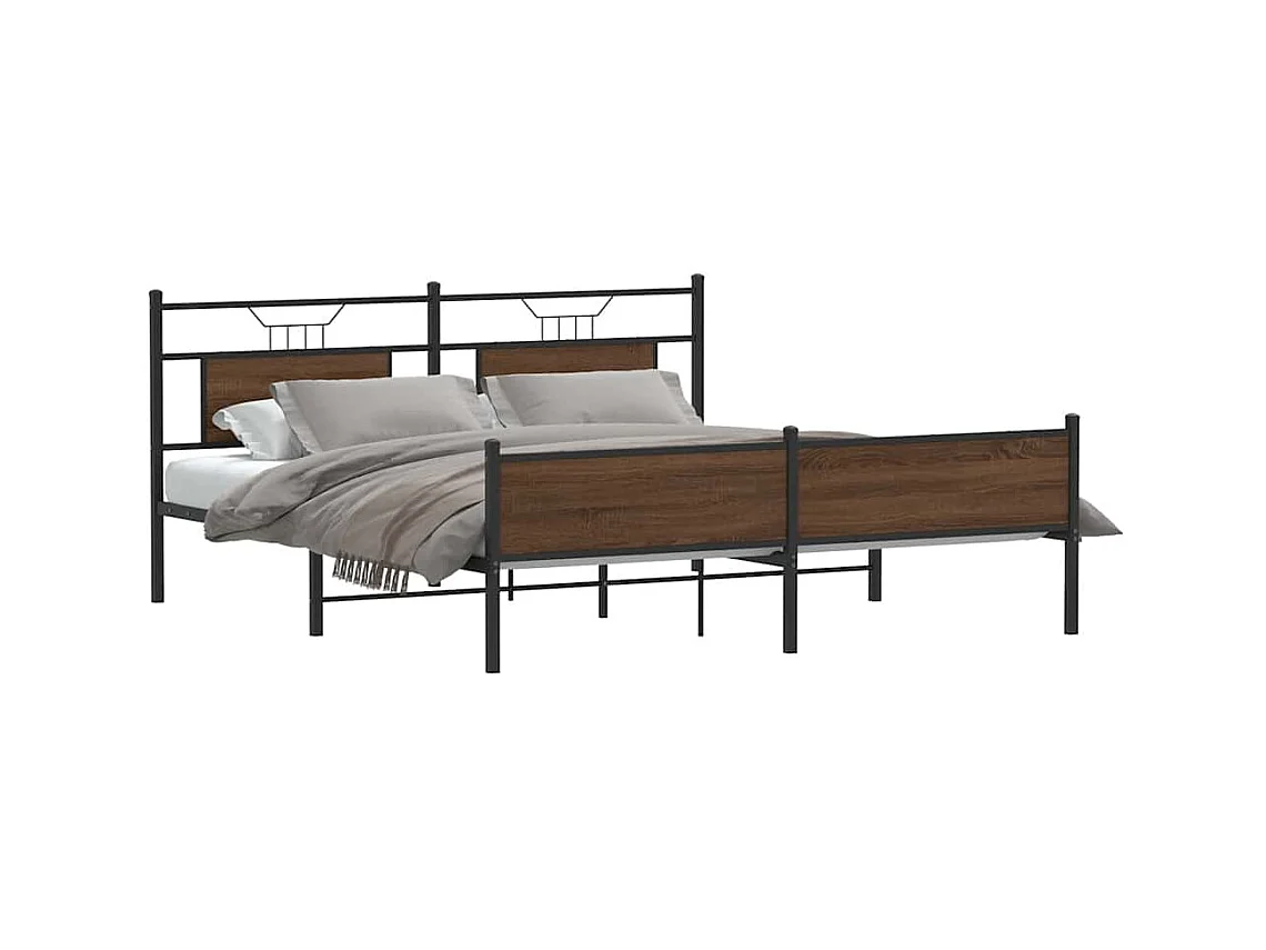 Cadre de lit en métal sans matelas chêne marron 160x200 cm