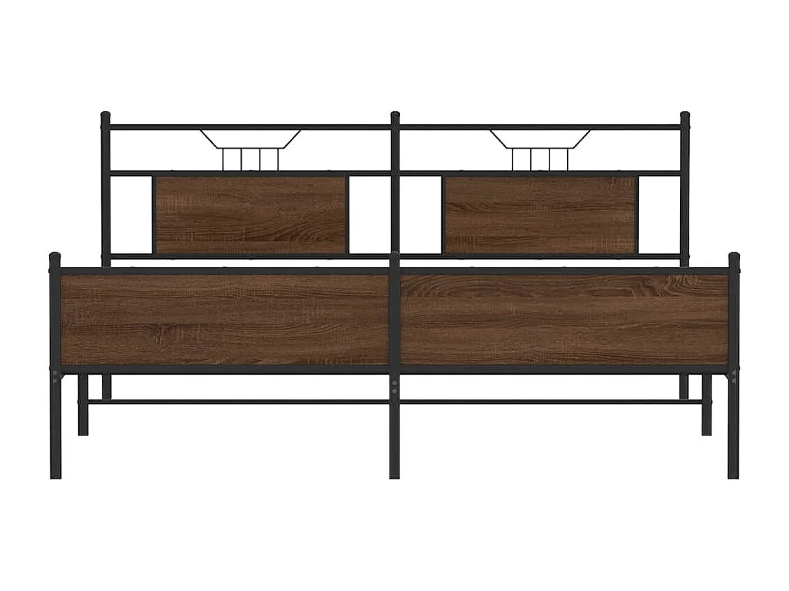 Cadre de lit en métal sans matelas chêne marron 160x200 cm