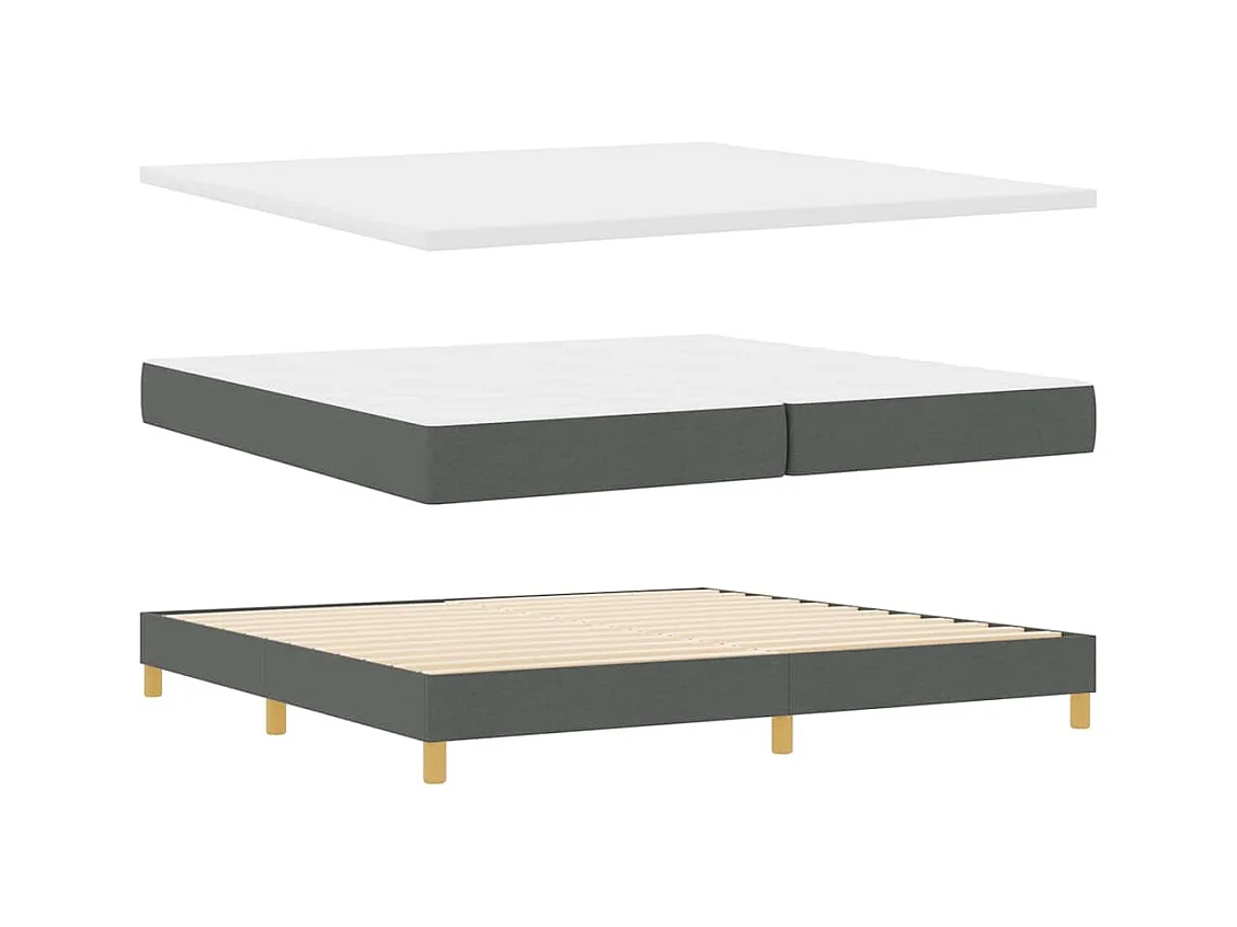 Cadre de lit avec matelas Gris foncé 200 x 200 cm tissu