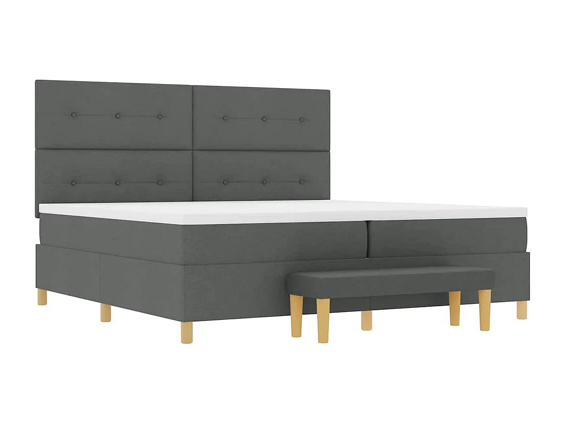 Cadre de lit avec matelas Gris foncé 200 x 200 cm tissu