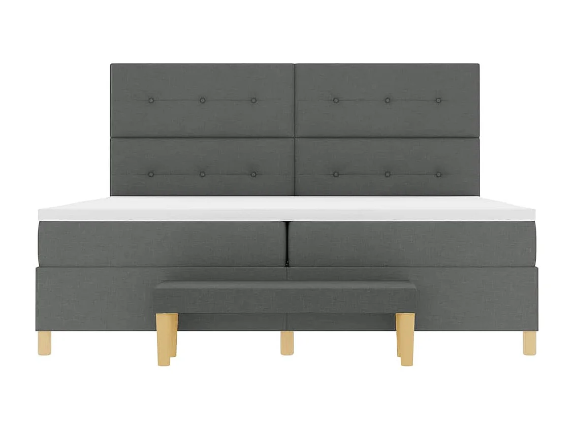 Cadre de lit avec matelas Gris foncé 200 x 200 cm tissu