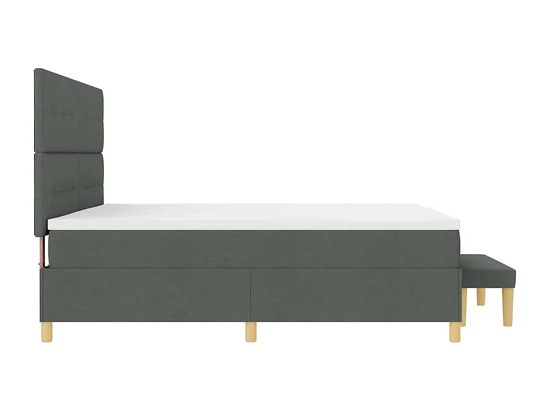 Cadre de lit avec matelas Gris foncé 200 x 200 cm tissu