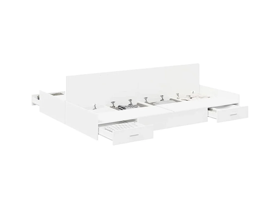 Cadre de lit avec rangement avec tête de lit Blanc 135 x 190 cm
