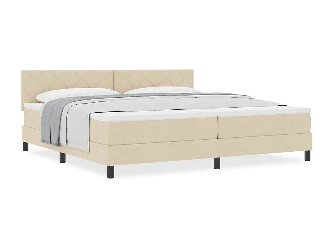 Cadre de lit avec matelas Crème 200 x 200 cm tissu