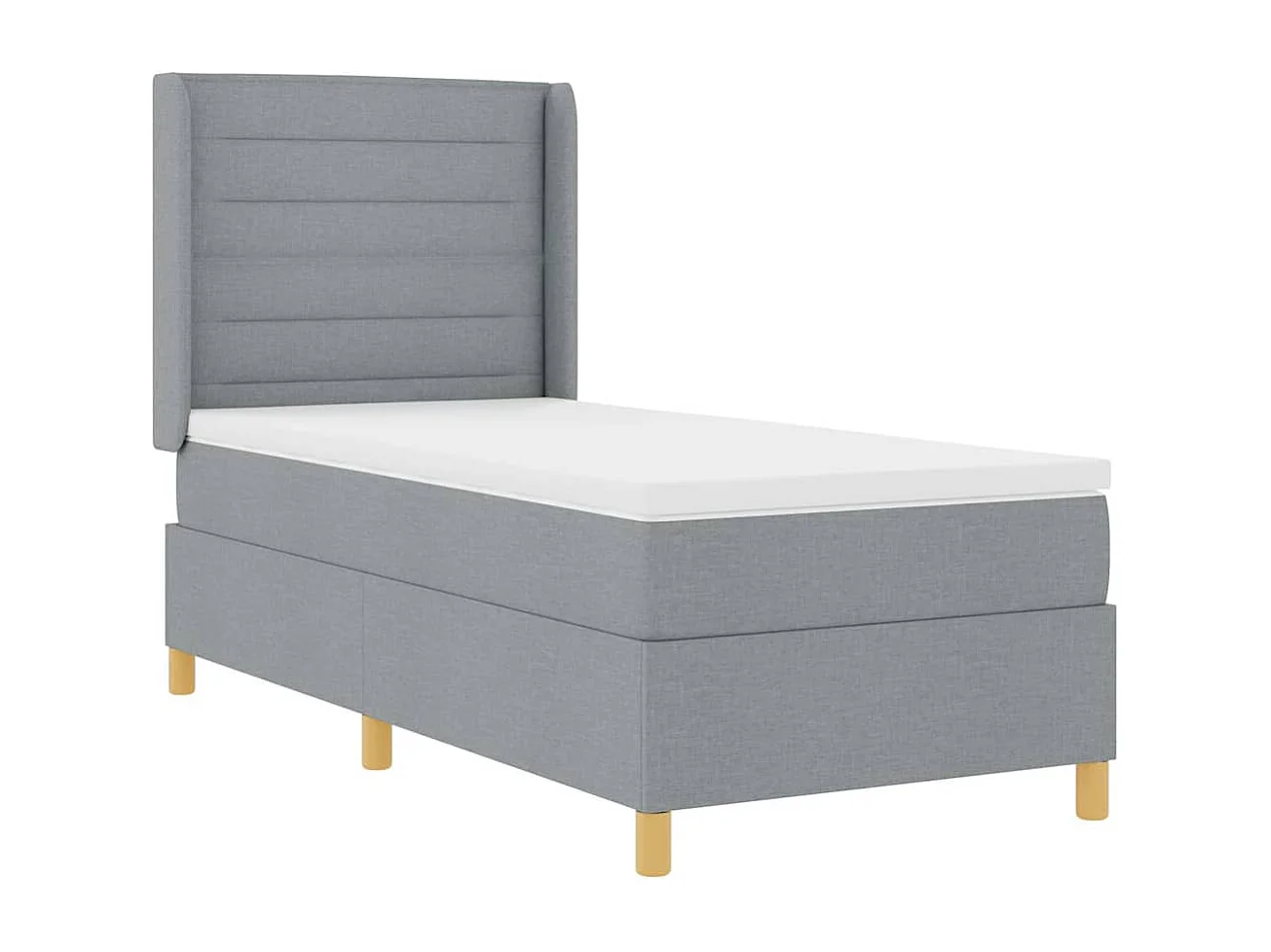 Cadre de lit avec matelas Gris clair 100 x 200 cm tissu