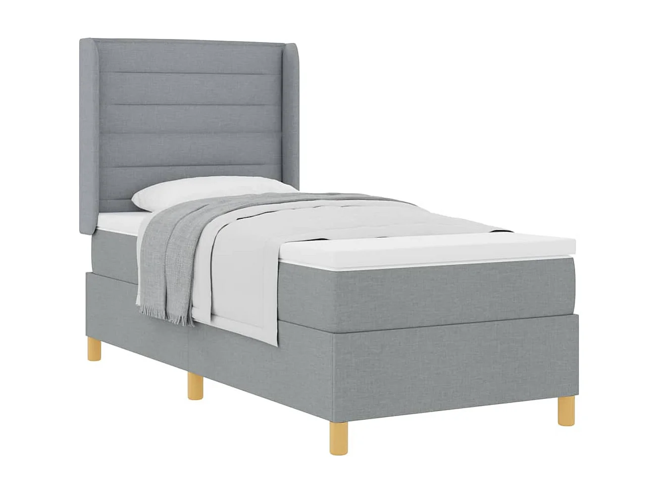Cadre de lit avec matelas Gris clair 100 x 200 cm tissu