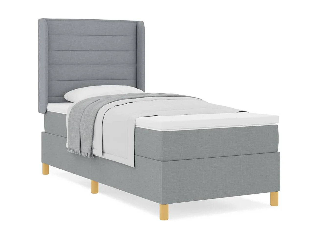 Cadre de lit avec matelas Gris clair 100 x 200 cm tissu