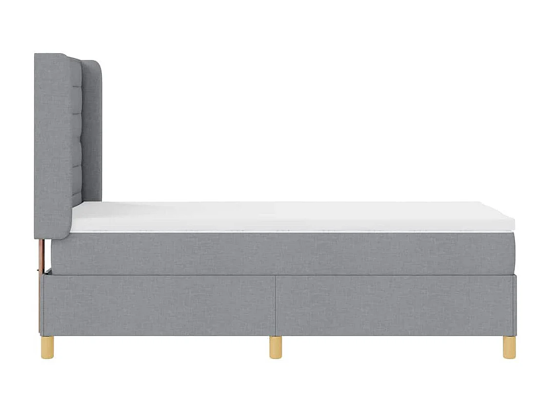 Cadre de lit avec matelas Gris clair 100 x 200 cm tissu