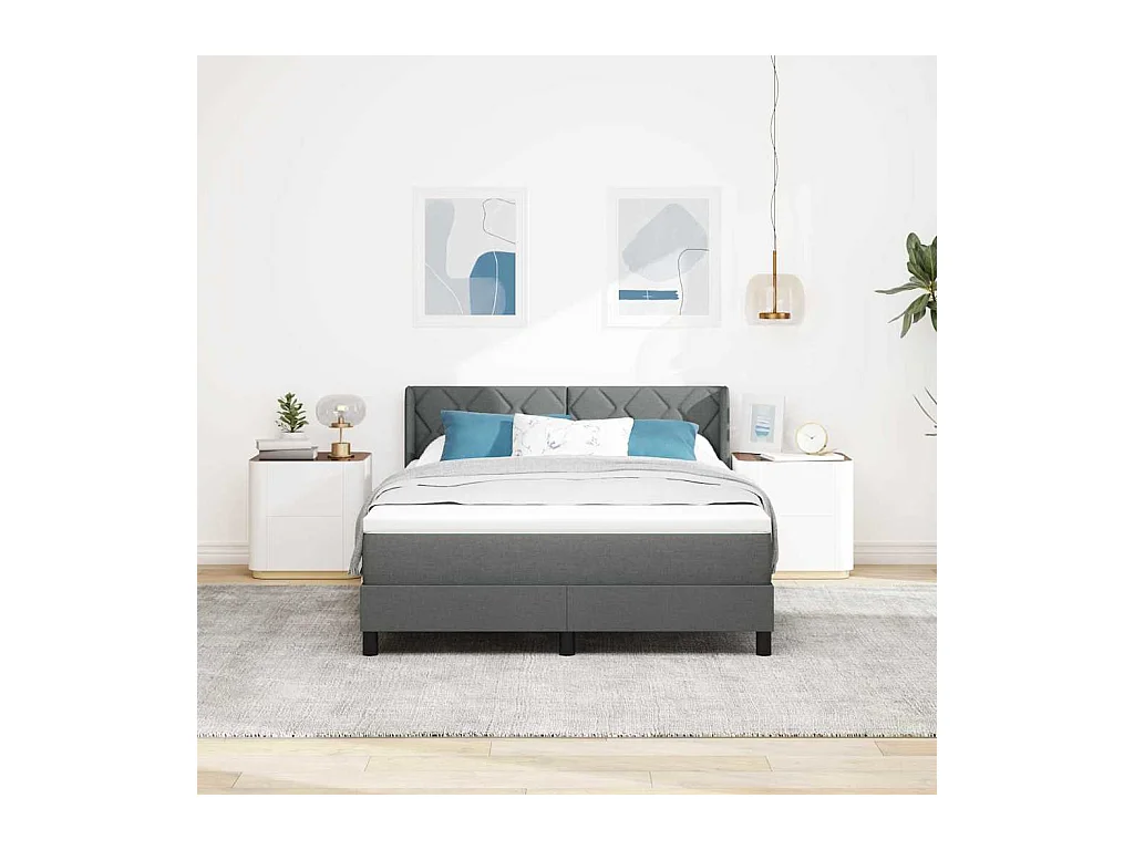 Cadre de lit avec matelas avec matelas Gris foncé 140 x 200 cm