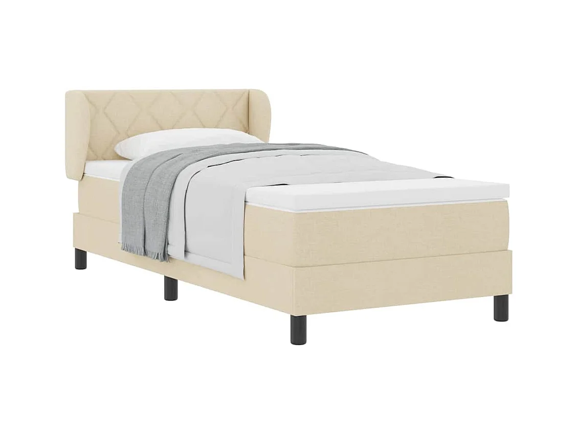Cadre de lit avec matelas Crème 100 x 200 cm tissu