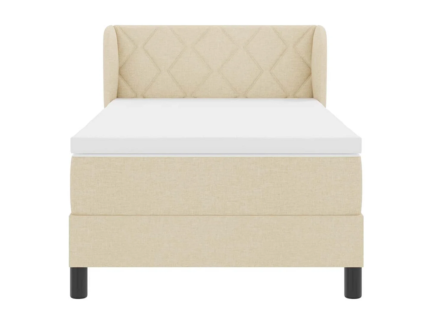 Cadre de lit avec matelas Crème 100 x 200 cm tissu