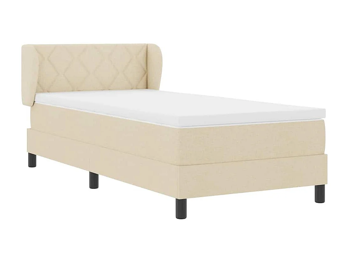 Cadre de lit avec matelas Crème 100 x 200 cm tissu