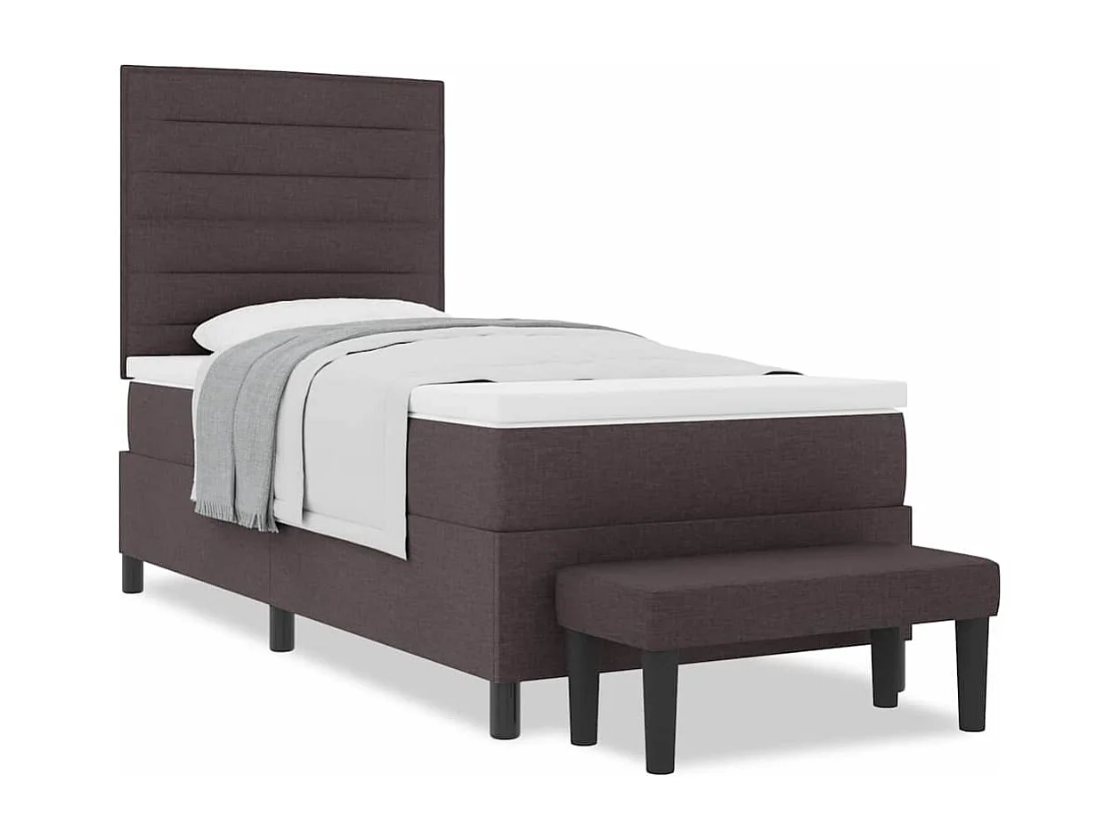 Cama tipo Box Spring con colchón Marrón oscuro 90 x 200 cm tela