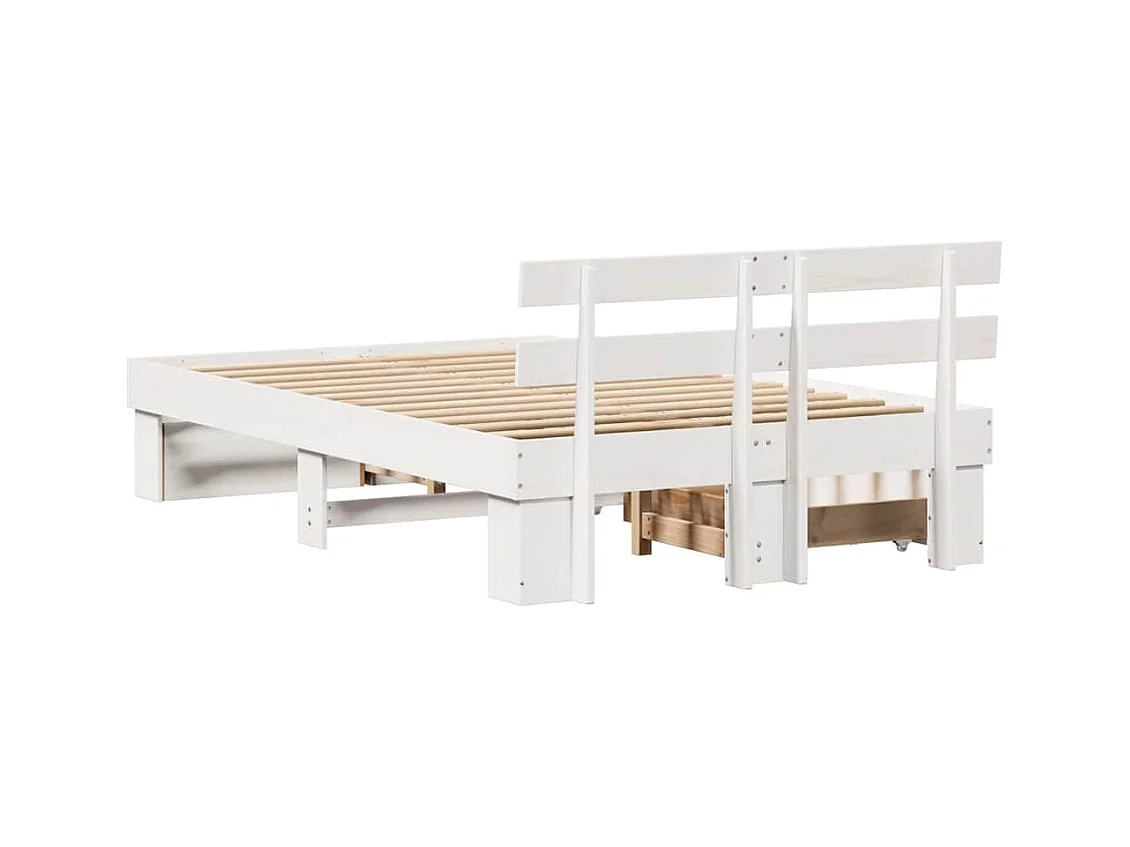 Cadre de lit avec tiroir Blanc 120 x 190 cm Bois massif en pin
