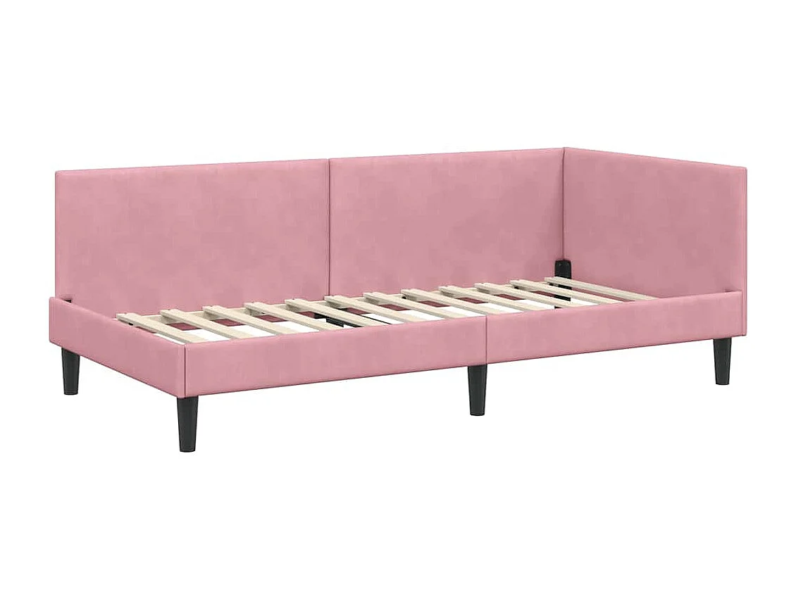 Hoekbedframe Anders Roze 80 x 200 cm Fluweel en Engineered hout