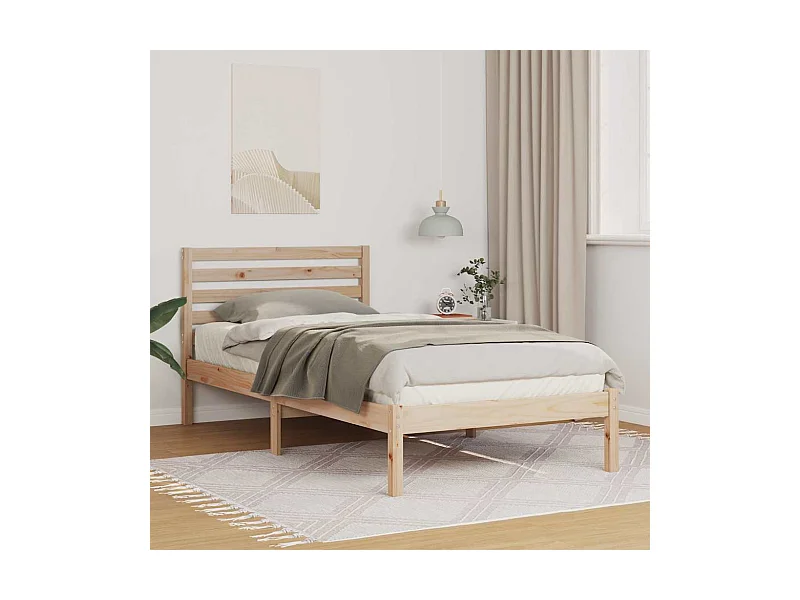 Bedframe met hoofdeinde Bruin 90 x 190 cm Massief grenenhout