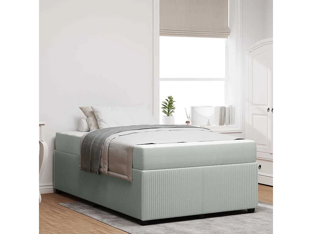 Cadre de lit avec matelas Gris clair 120 x 200 cm Velours