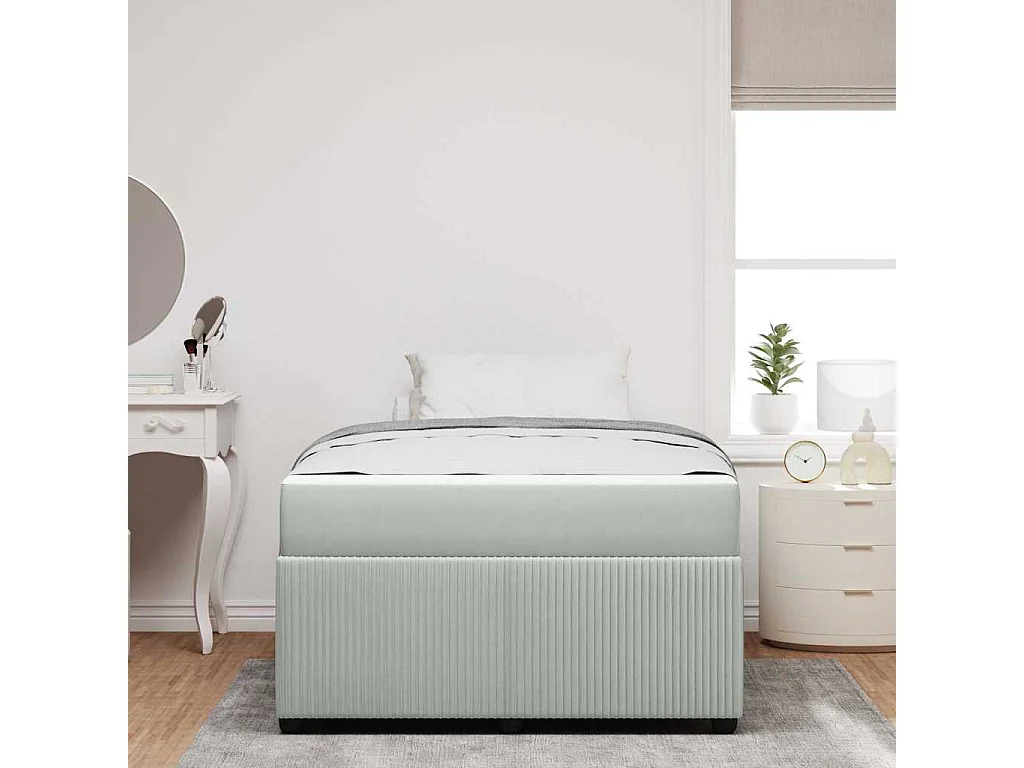 Cadre de lit avec matelas Gris clair 120 x 200 cm Velours