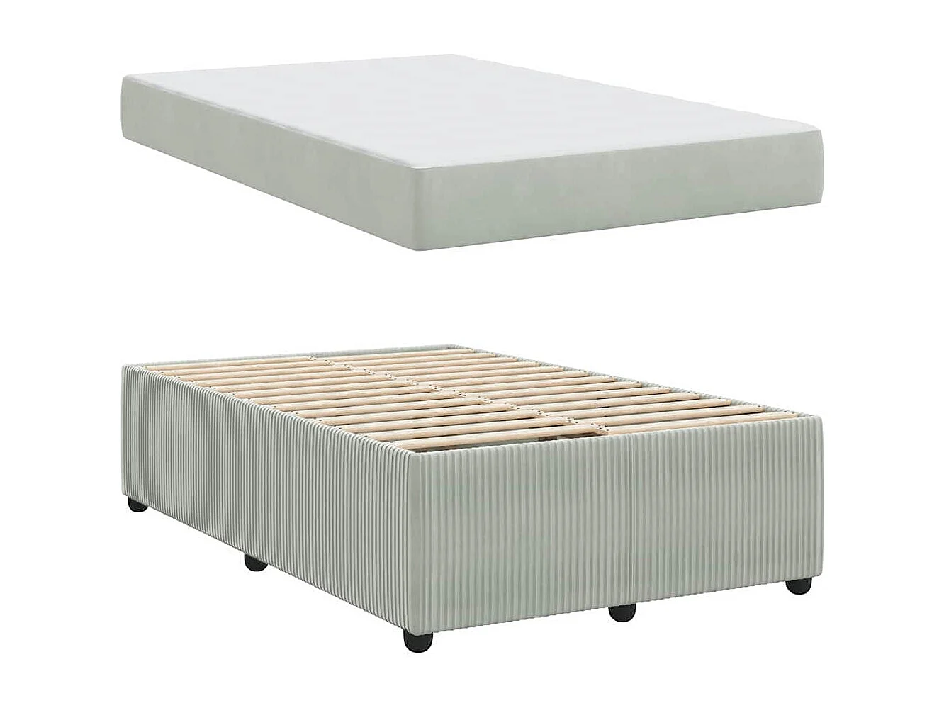 Cadre de lit avec matelas Gris clair 120 x 200 cm Velours