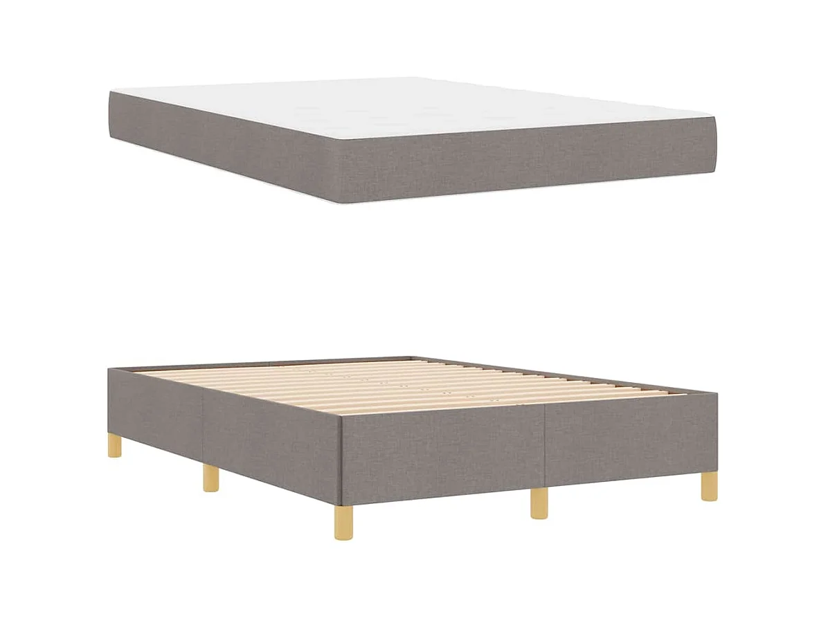 Cadre de lit avec matelas Taupe et blanc 160 x 200 cm tissu
