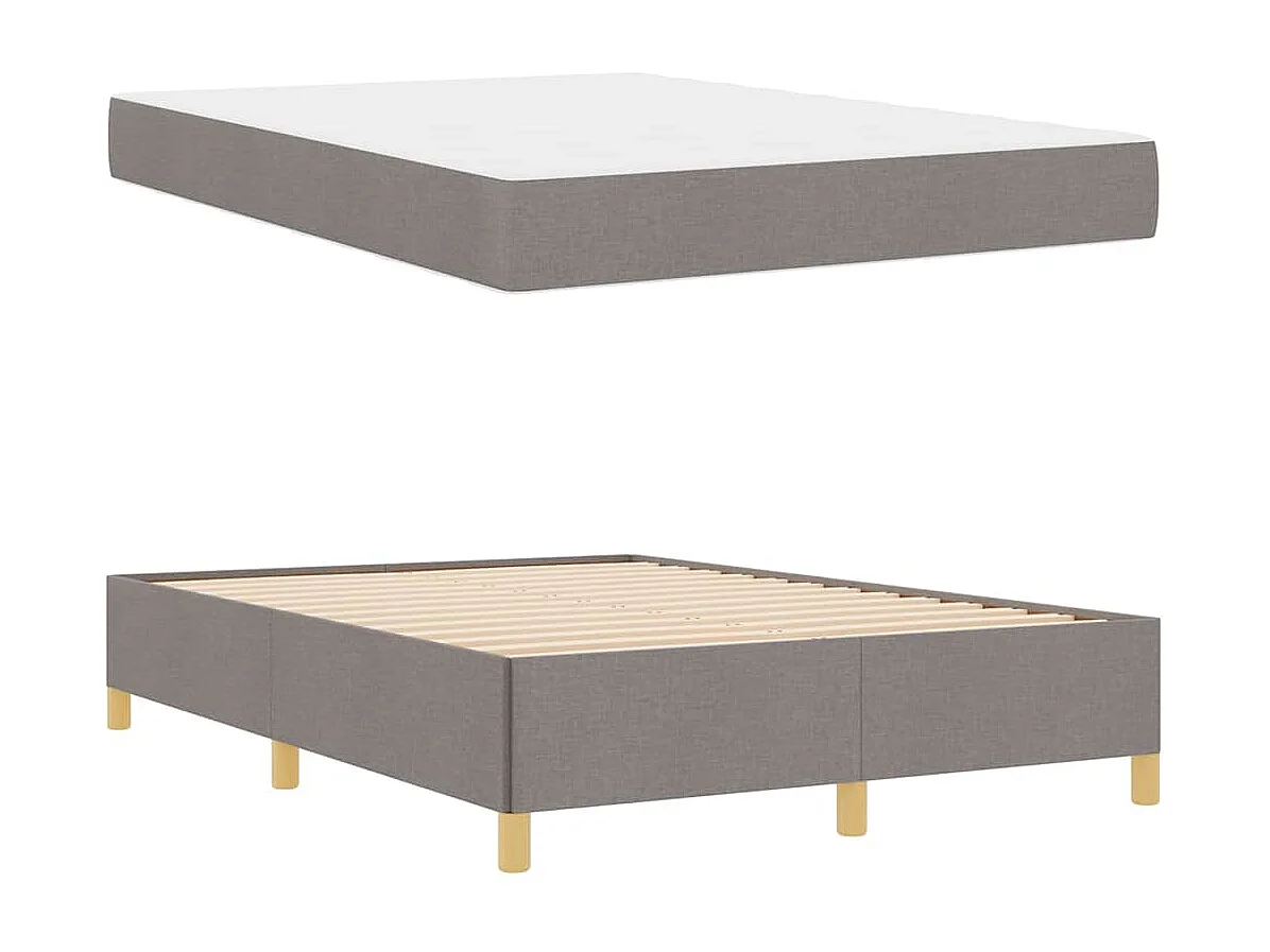 Cadre de lit avec matelas Taupe et blanc 160 x 200 cm tissu